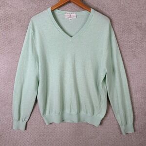Fairway & Greene Sweater Mens Medium Green Italian Merino Wool‎ V Neck Golf